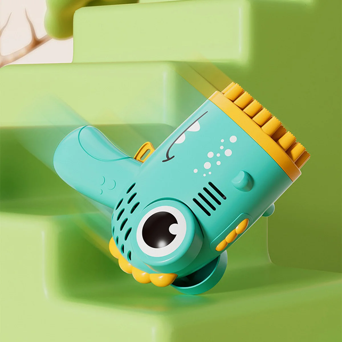 Пистолет для мыльных пузырей Dinosaur Bubble Gun с насадкой на 40 отверстий 50ml Green