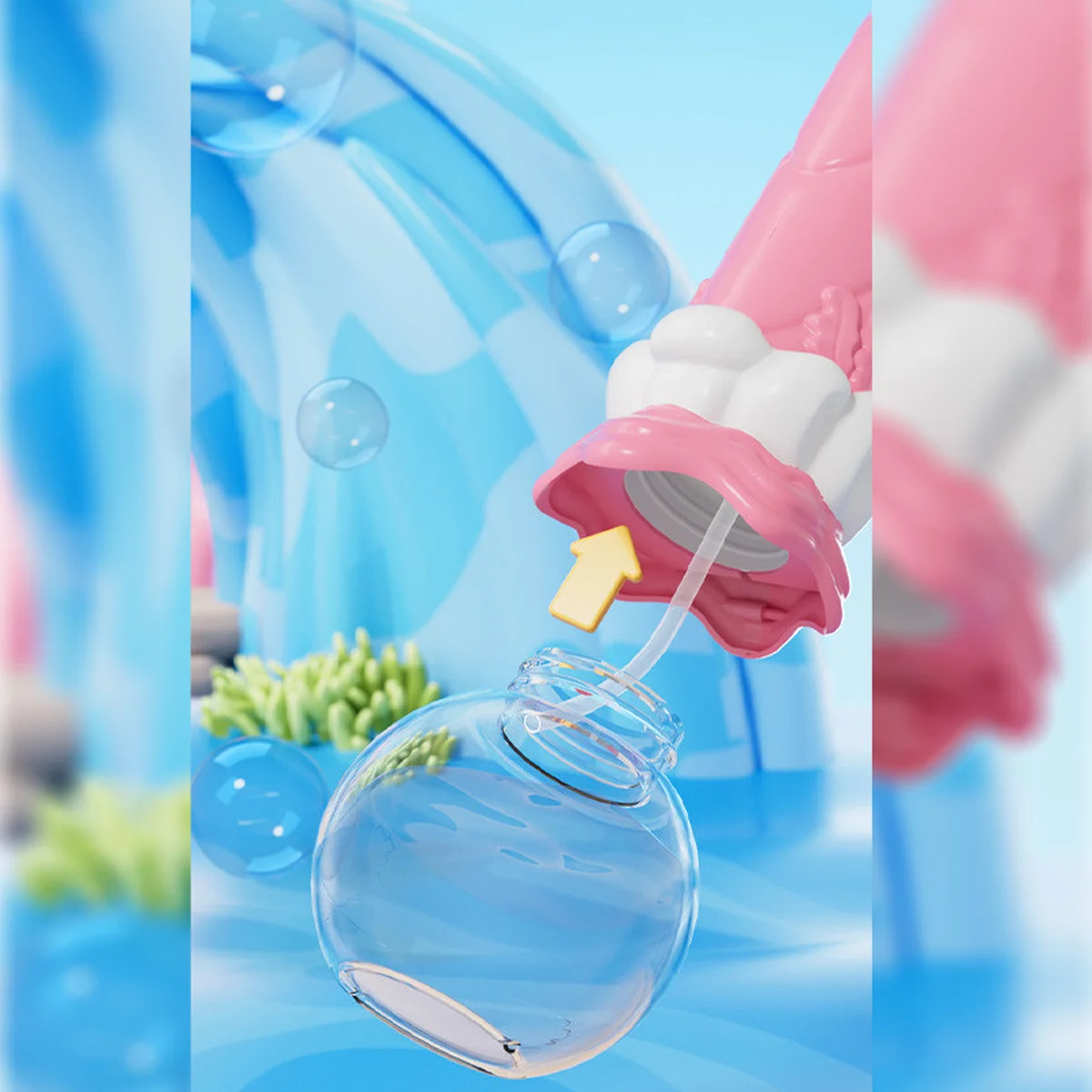 Пистолет с мыльными пузырями H038 Shark + bottle 50ml Pink