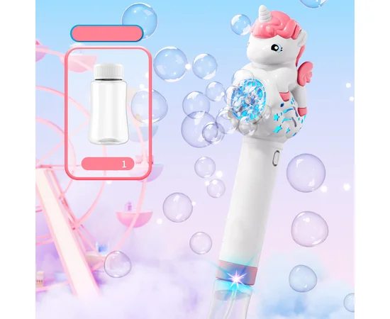 Пістолет із мильними бульбашками H055 Little Unicorn + bottle 50ml Pink