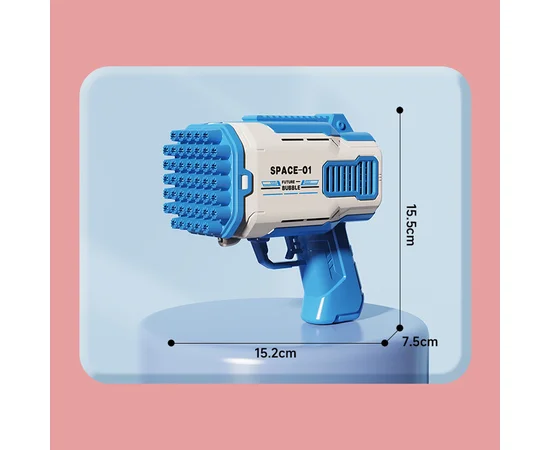 Пистолет для мыльных пузырей Bubble Gun 698-20 с насадками на 32/45 отверстий 50ml Blue