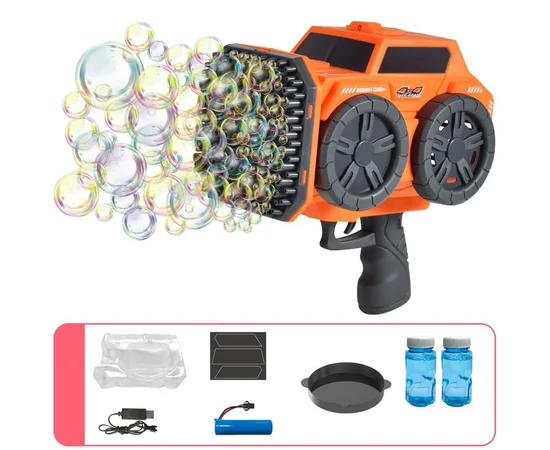 Пистолет с мыльными пузырями SHT KB1294 Car на 139 отверстий + 2xbottle 60ml Orange