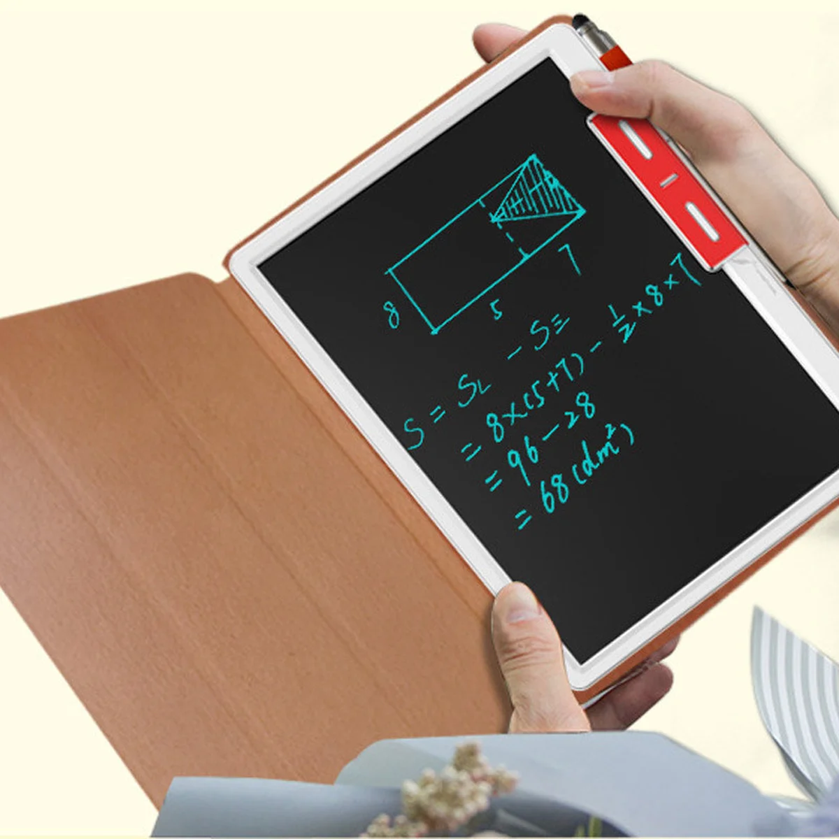 Планшет для малювання LCD color blocked 10,1 дюймів with leather case Brown / Dark Brown