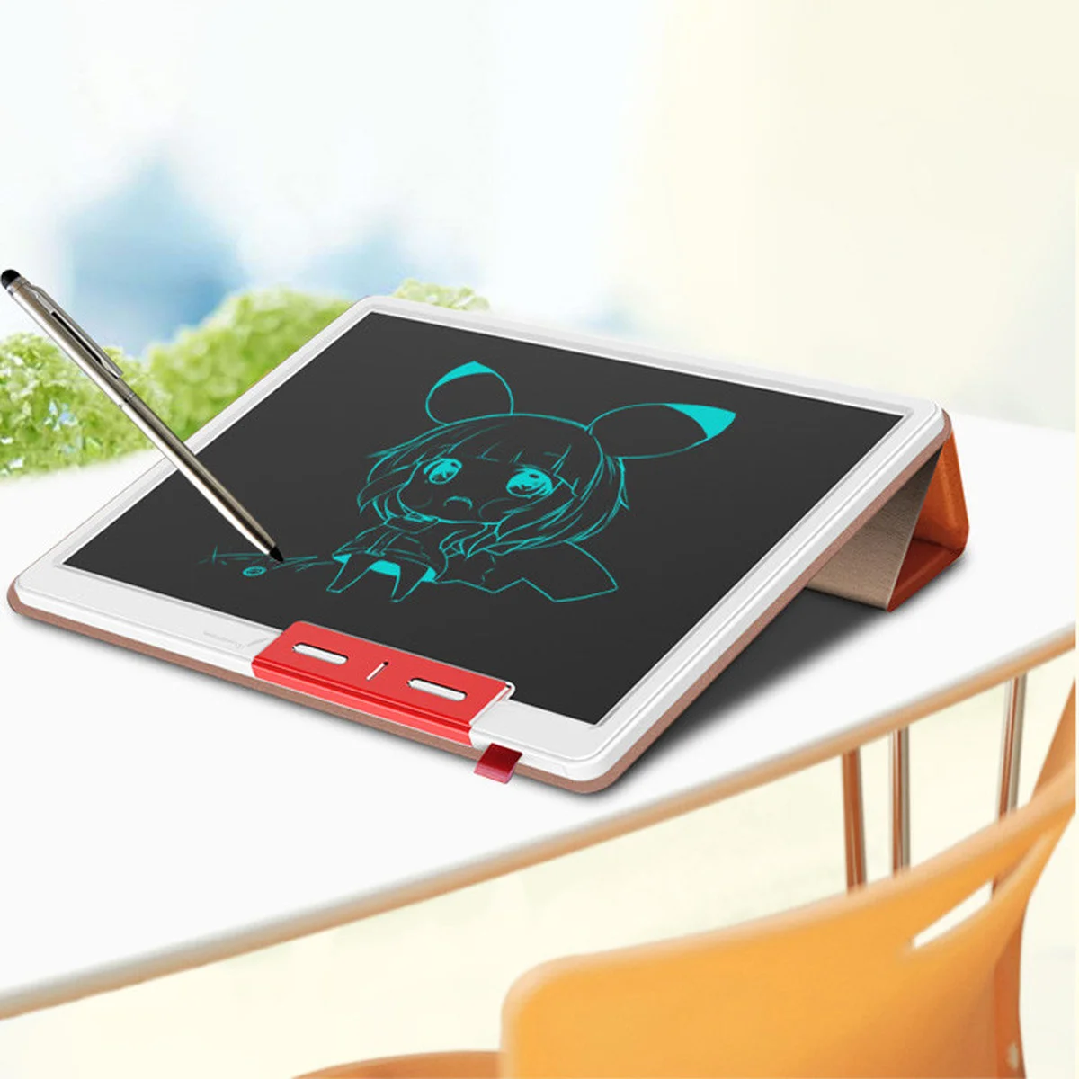 Планшет для малювання LCD color blocked 10,1 дюймів with leather case Brown / Dark Brown