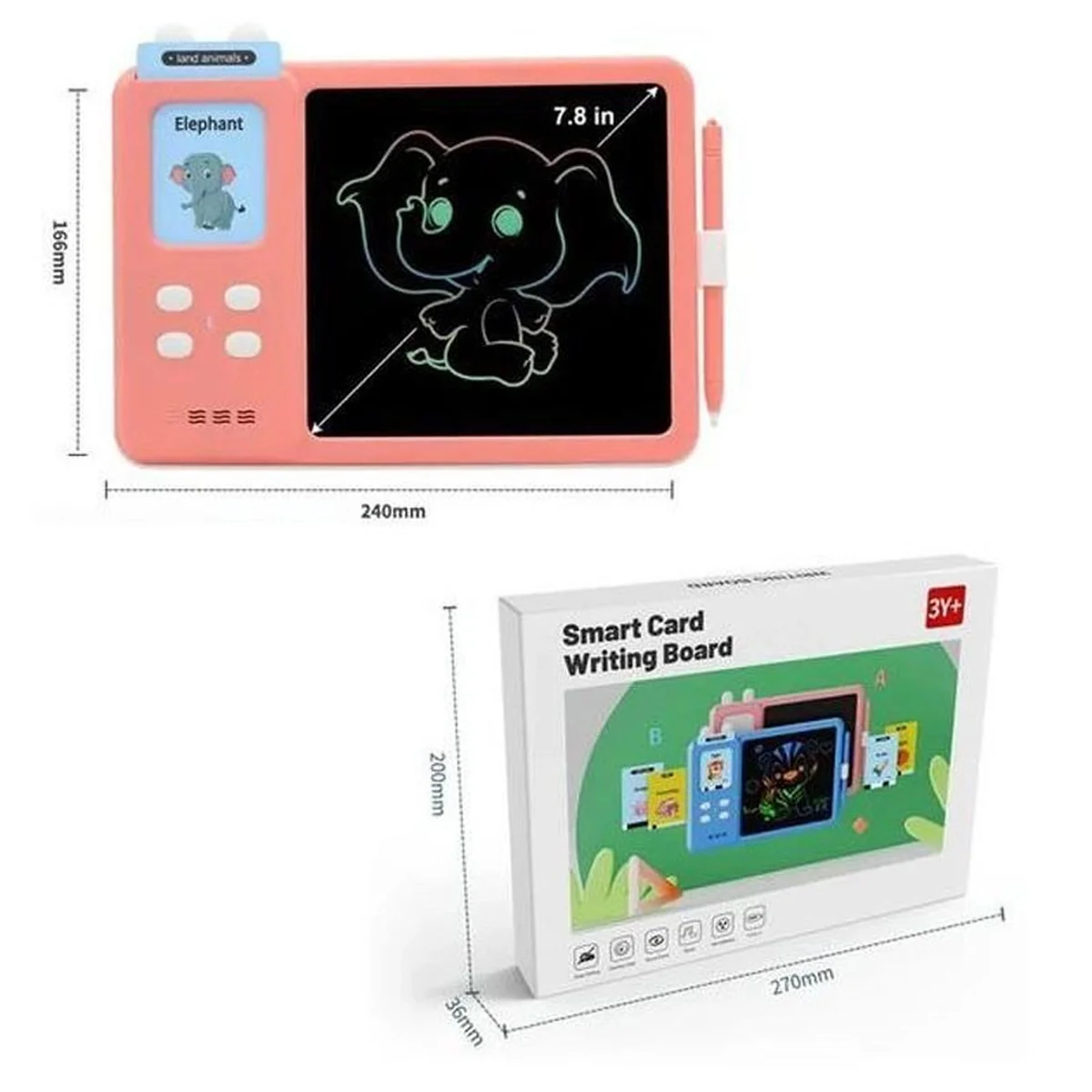 Планшет для рисования с обучающими карточками S5 Pink