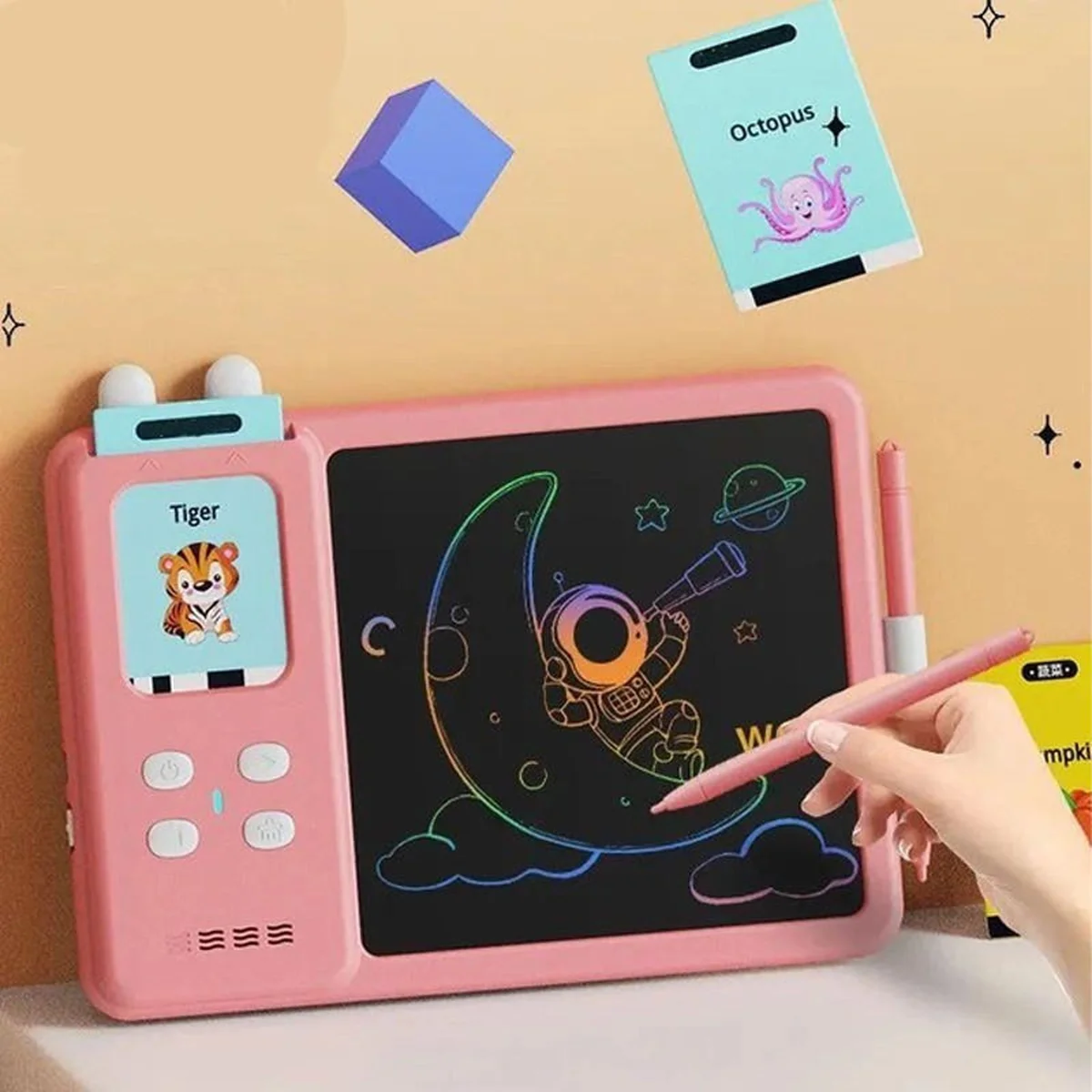 Планшет для рисования с обучающими карточками S5 Pink