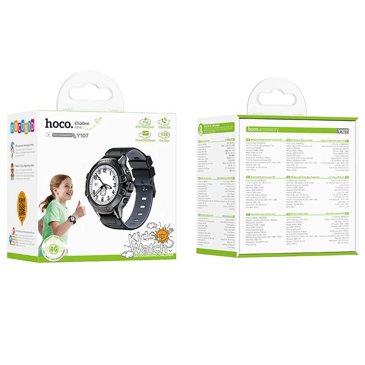 Детские cмарт-часы Hoco Y107 4G with call function Black
