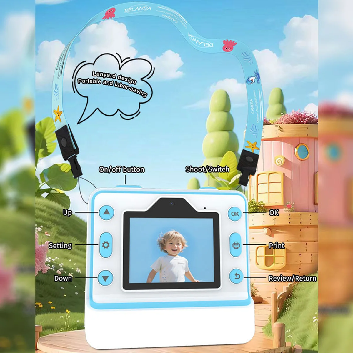 Детская фотокамера моментальной печати D101 Blue