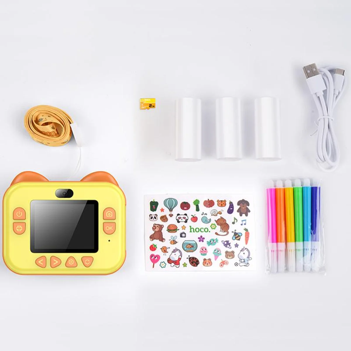 Детская фотокамера с моментальной печатью Hoco DV204 Dual-camera Yellow