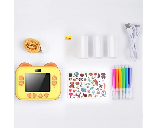 Детская фотокамера с моментальной печатью Hoco DV204 Dual-camera Yellow