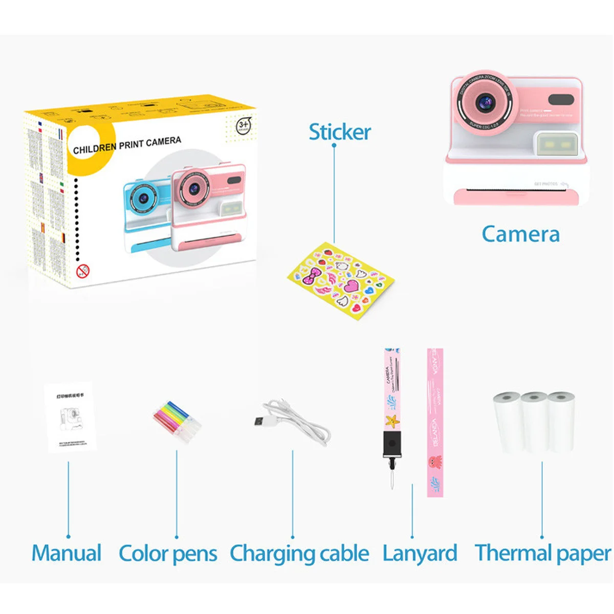 Детская фотокамера моментальной печати D101 Pink