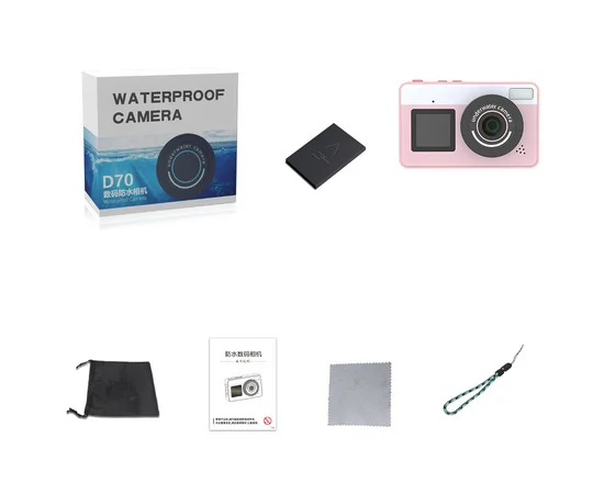 Детская водонепроницаемая цифровая камера D70 Pink