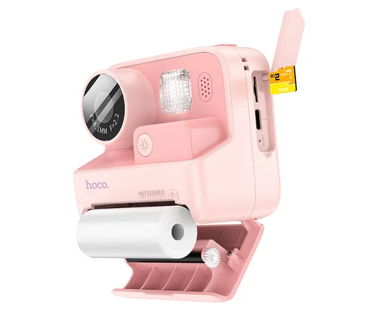 Детская фотокамера с моментальной печатью Hoco DV200 Dual lens Pink