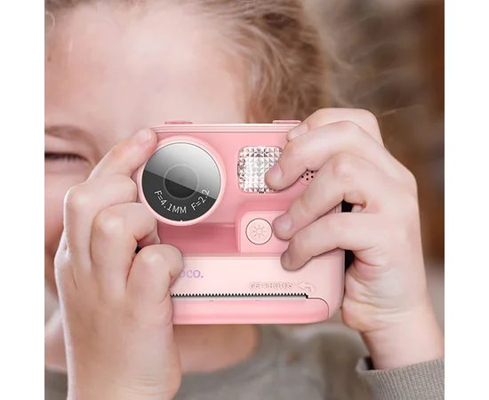 Детская фотокамера с моментальной печатью Hoco DV200 Dual lens Pink