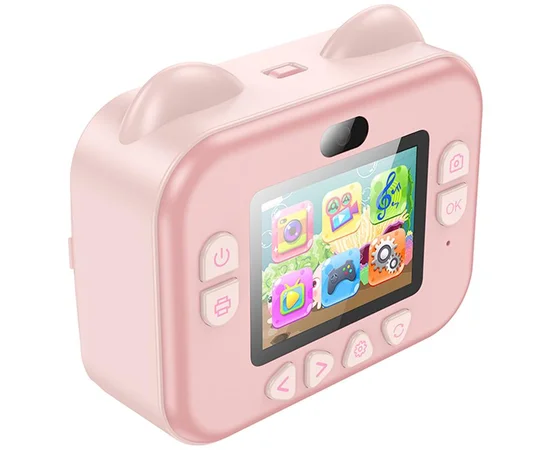 Детская фотокамера с моментальной печатью Hoco DV204 Dual-camera Pink