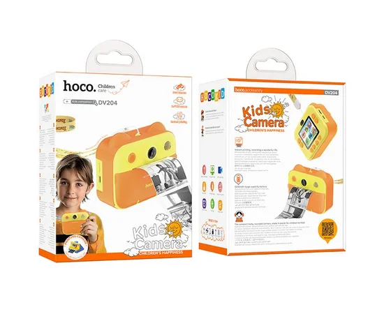 Детская фотокамера с моментальной печатью Hoco DV204 Dual-camera Yellow