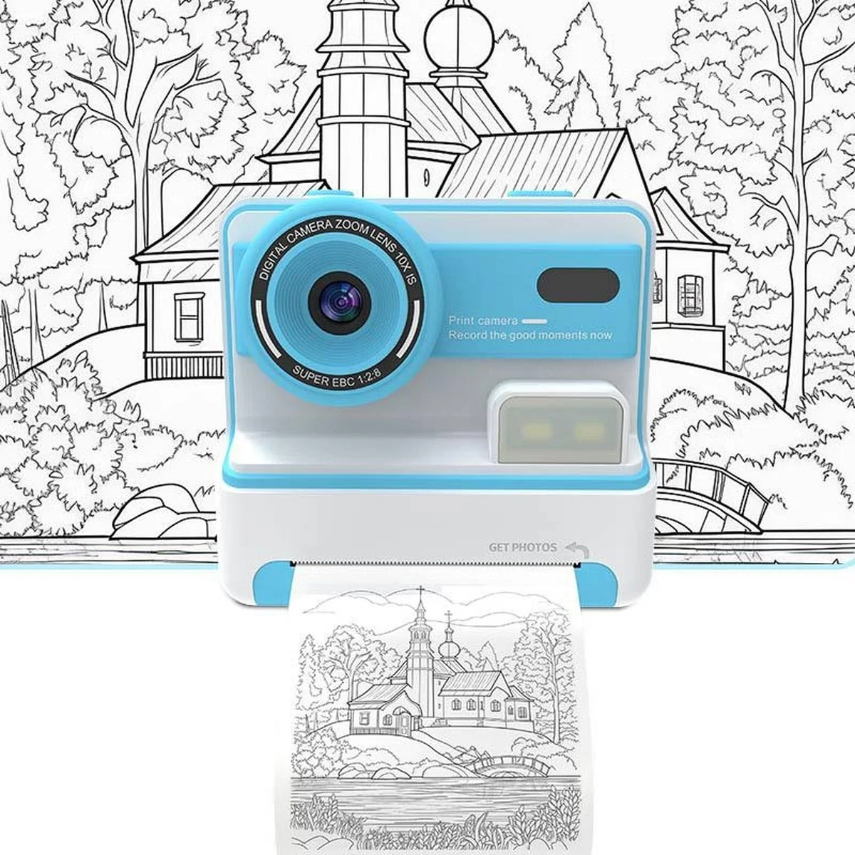 Детская фотокамера моментальной печати D101 Blue