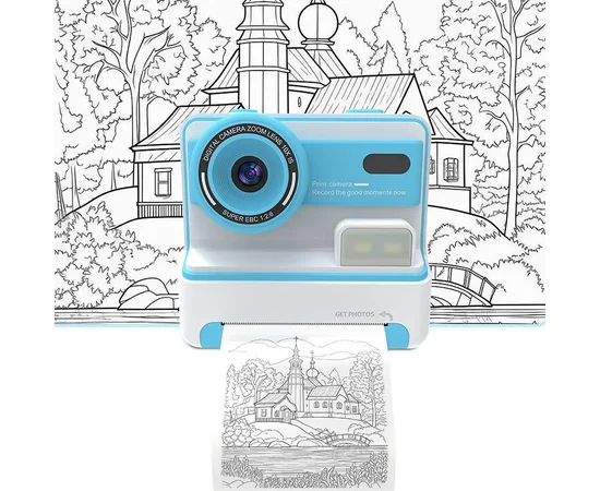 Детская фотокамера моментальной печати D101 Blue