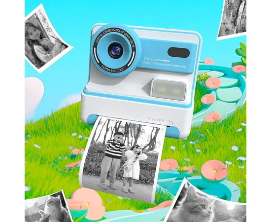 Детская фотокамера моментальной печати D101 Blue