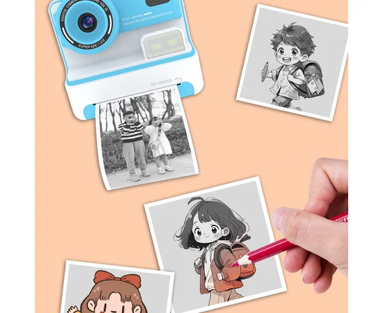 Детская фотокамера моментальной печати D101 Blue