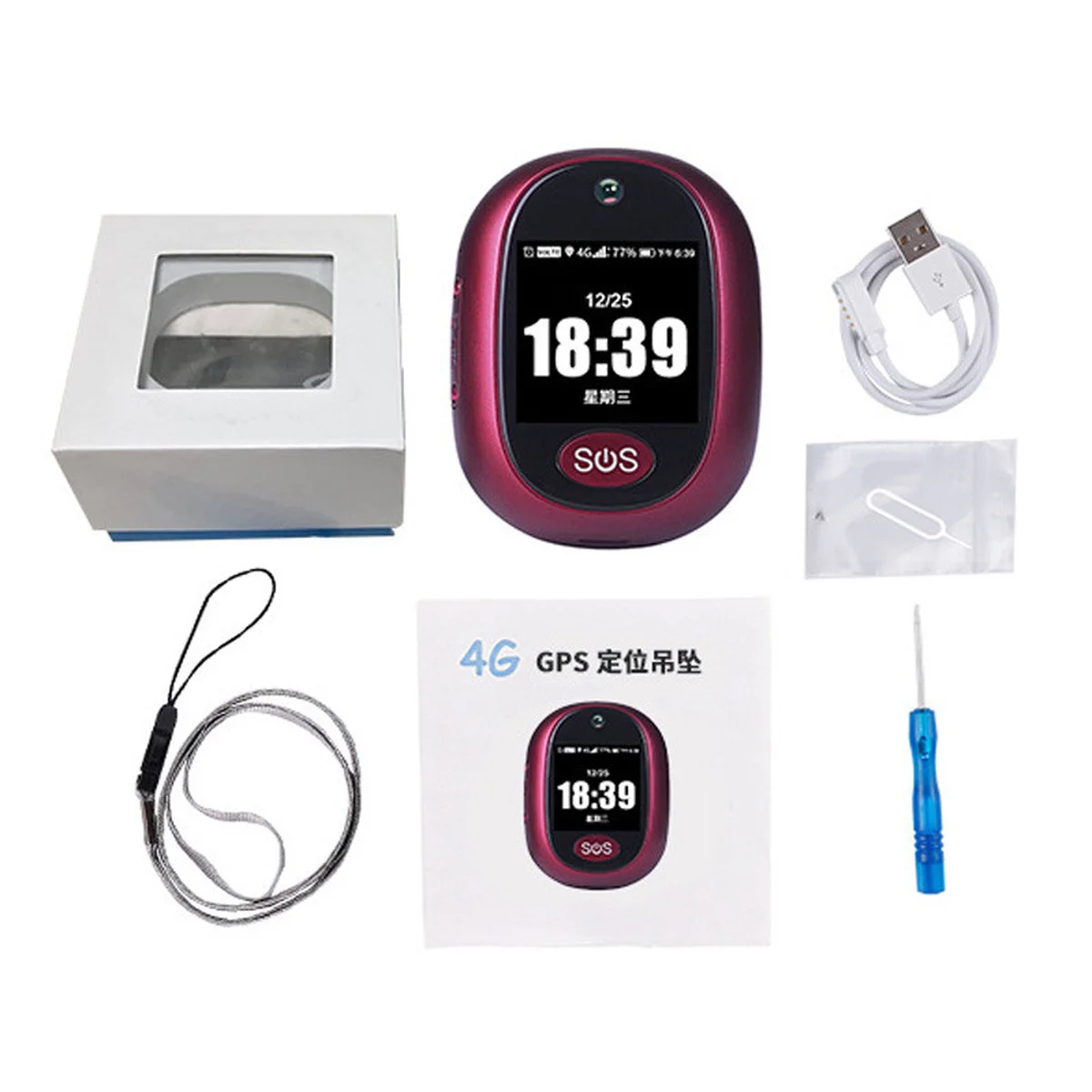 Трекер GPS V45 Tracker Pendant with display SIM (4GLTE with 2GGSM fallback) 6000mAh Red