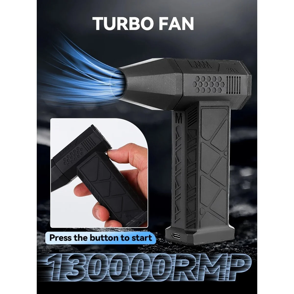Турбофен "Mini Turbo Jet Fan" 130000 RPM X3 Чорний