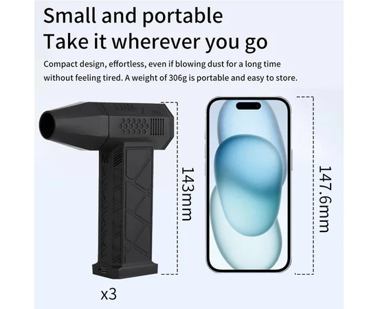 Турбофен "Mini Turbo Jet Fan" 130000 RPM X3 Черный