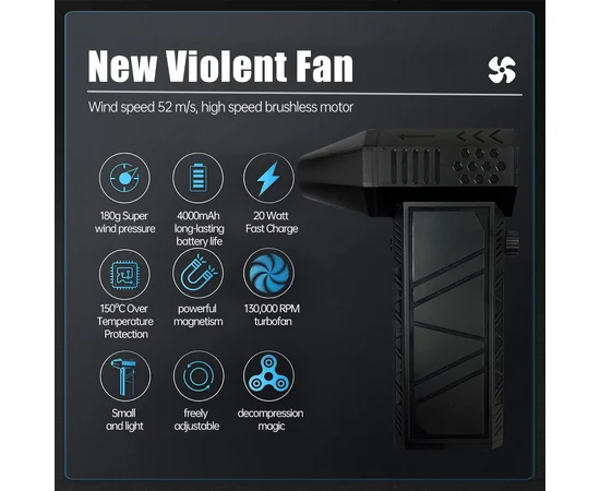 Турбофен "Violent Fan" 130000 RPM X4 Черный