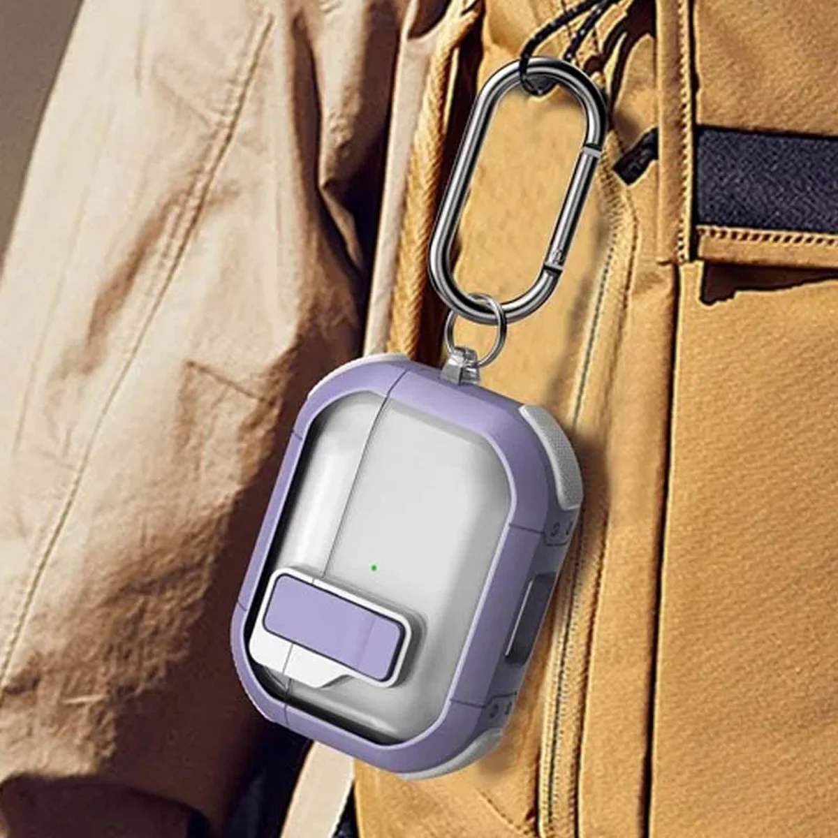 Футляр противоударный Locking Button для наушников Airpods Pro 2 / Pro Light Purple