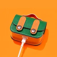 Кожаный футляр Briefcase для наушников AirPods 3 Green / Orange