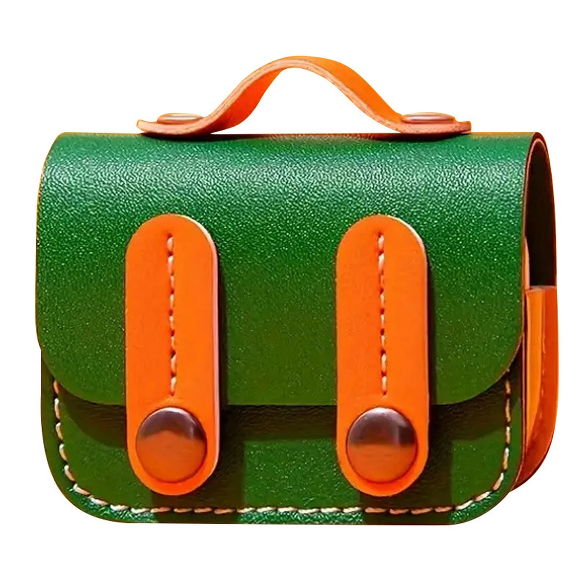 Кожаный футляр Briefcase для наушников AirPods 3 Green / Orange