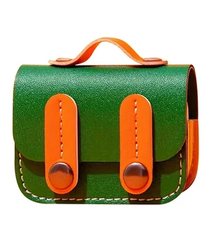 Кожаный футляр Briefcase для наушников AirPods 3 Green / Orange