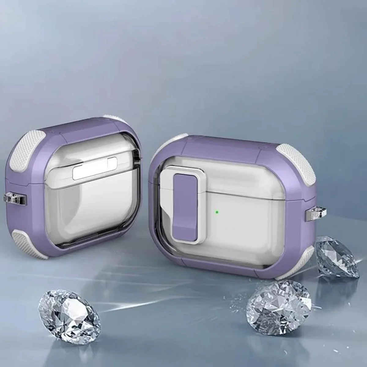 Футляр противоударный Locking Button для наушников Airpods Pro Light Purple