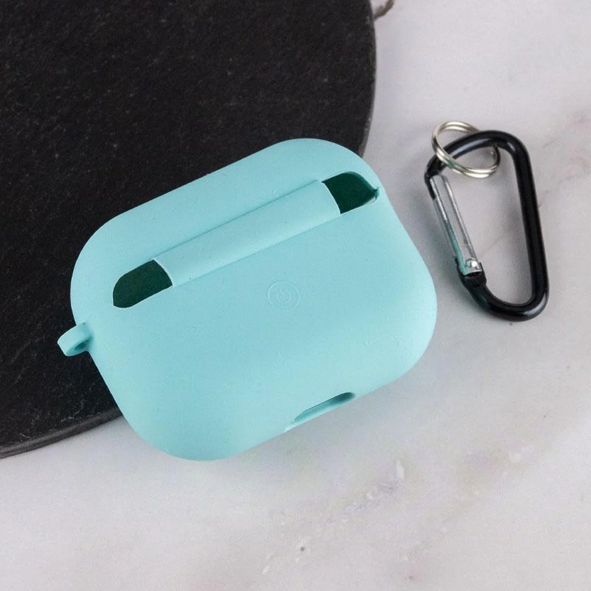 Силиконовый футляр с микрофиброй для наушников Airpods Pro 3 Бирюзовый / Marine Green