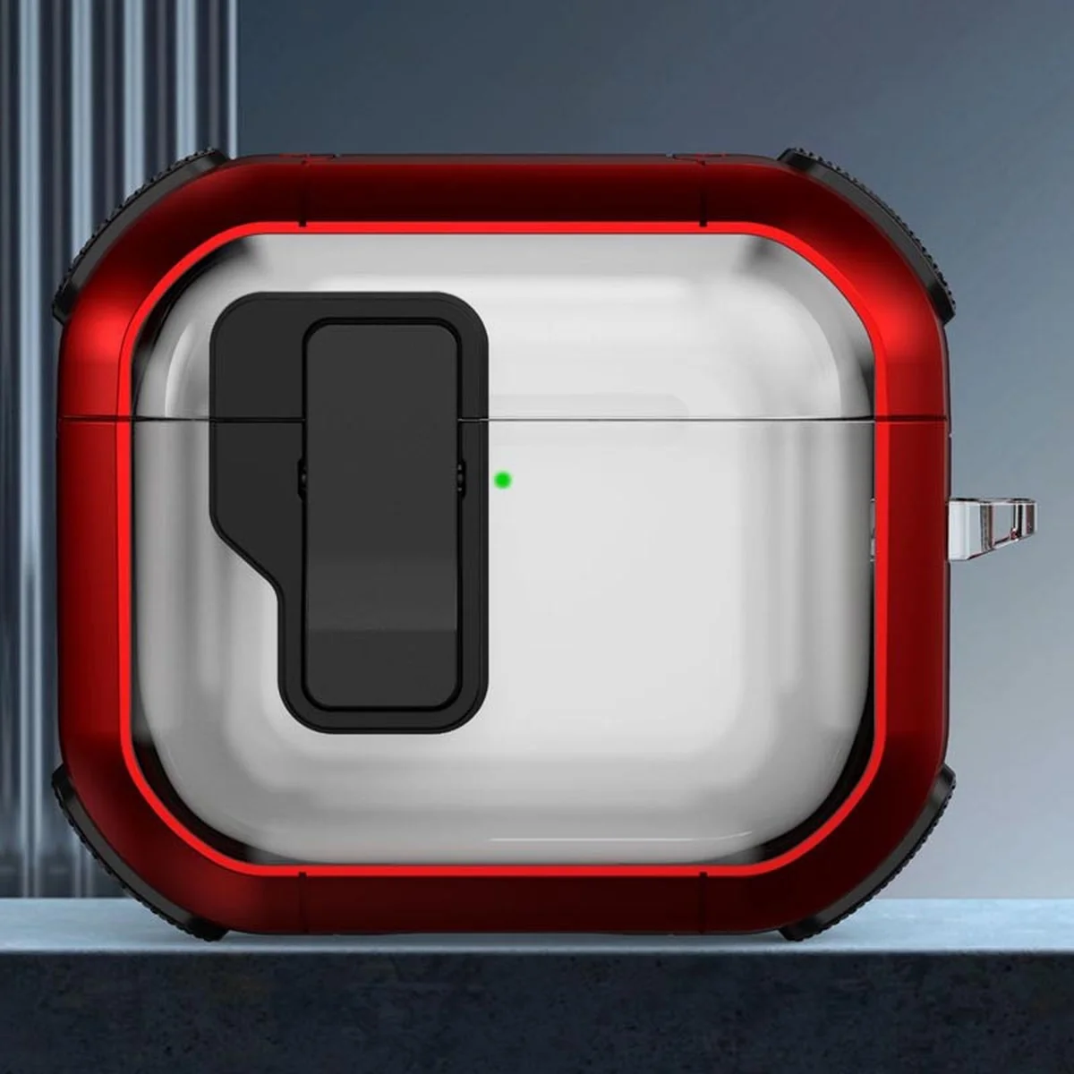 Футляр противоударный Locking Button для наушников Airpods 4 Red