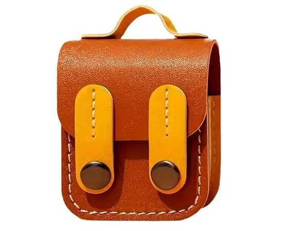 Кожаный футляр Briefcase для наушников AirPods 1/2 Brown / Yellow
