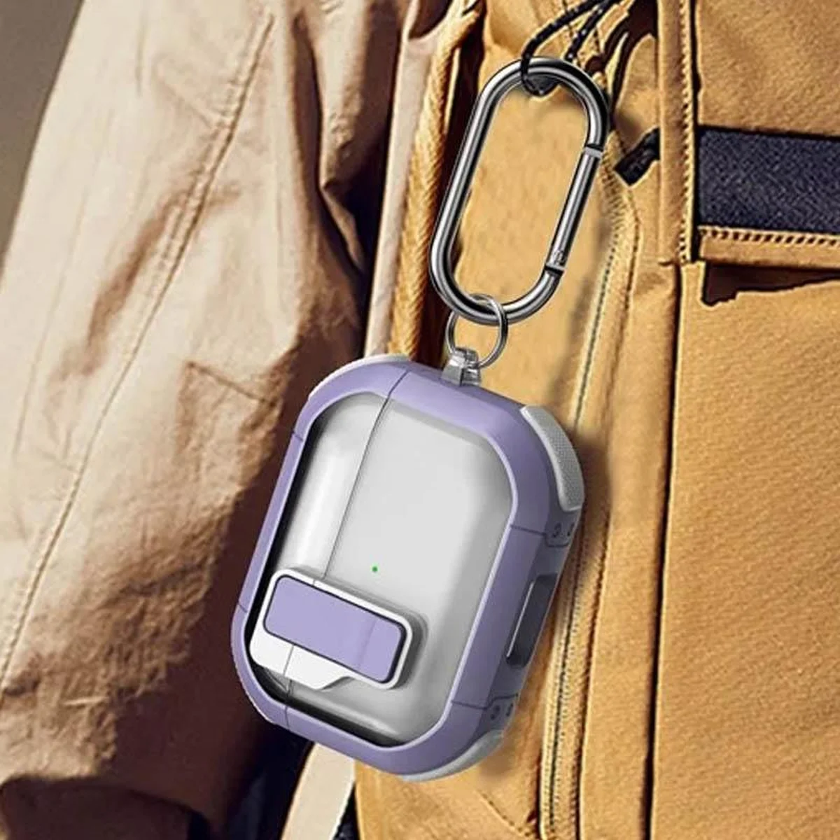 Футляр противоударный Locking Button для наушников Airpods Pro Light Purple