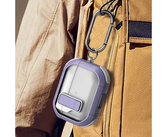 Футляр противоударный Locking Button для наушников Airpods Pro Light Purple