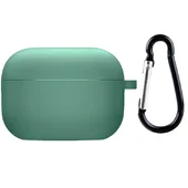 Силиконовый футляр с микрофиброй для наушников Airpods 4 Зеленый / Pine Needle