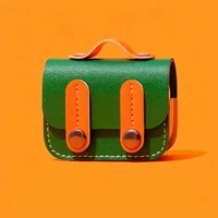 Кожаный футляр Briefcase для наушников AirPods Pro Green / Orange