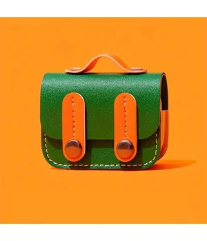 Кожаный футляр Briefcase для наушников AirPods Pro Green / Orange