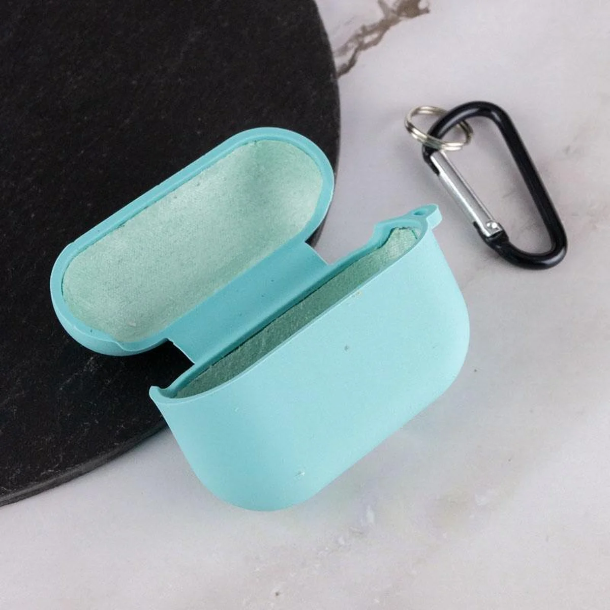 Силиконовый футляр с микрофиброй для наушников Airpods Pro 3 Бирюзовый / Marine Green