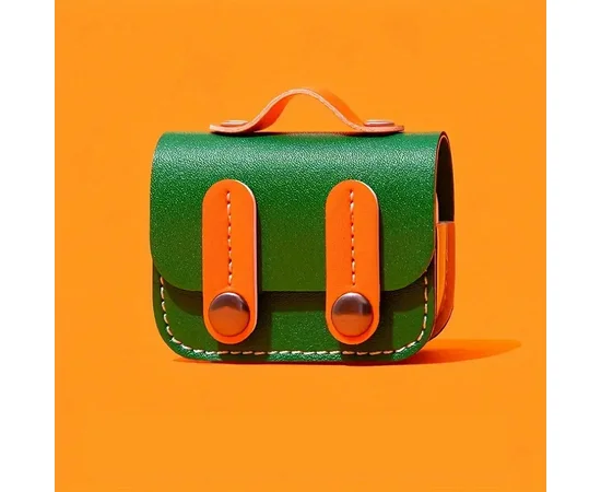 Кожаный футляр Briefcase для наушников AirPods Pro 2 / Pro Green / Orange