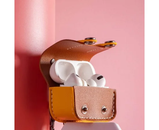 Шкіряний футляр Briefcase для навушників AirPods Pro Brown / Yellow