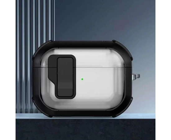 Футляр противоударный Locking Button для наушников Airpods Pro 2 / Pro Black