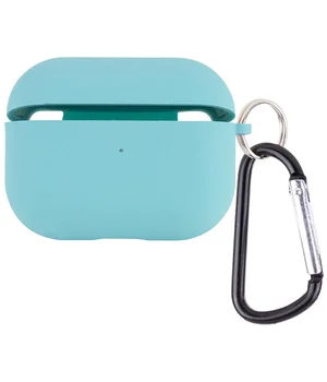 Силиконовый футляр с микрофиброй для наушников Airpods Pro 3 Бирюзовый / Marine Green