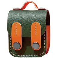 Кожаный футляр Briefcase для наушников AirPods 1/2 Green / Orange