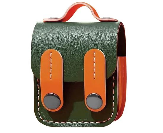 Кожаный футляр Briefcase для наушников AirPods 1/2 Green / Orange