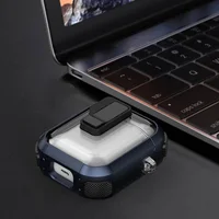 Футляр противоударный Locking Button для наушников Airpods 1/2 Blue