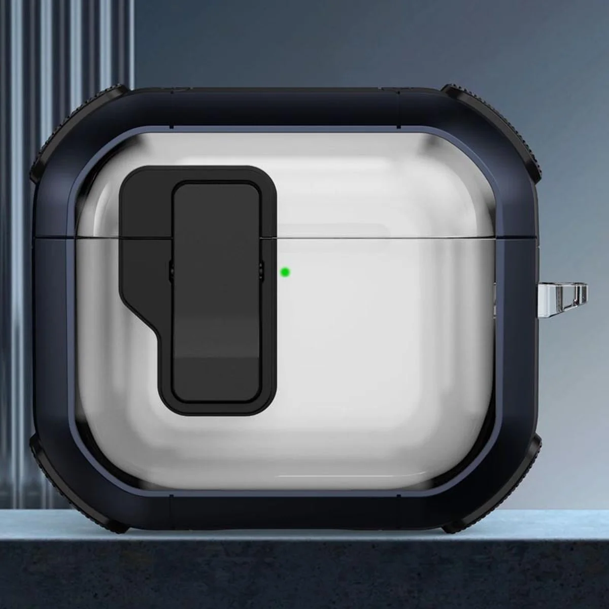 Футляр противоударный Locking Button для наушников Airpods 4 Blue