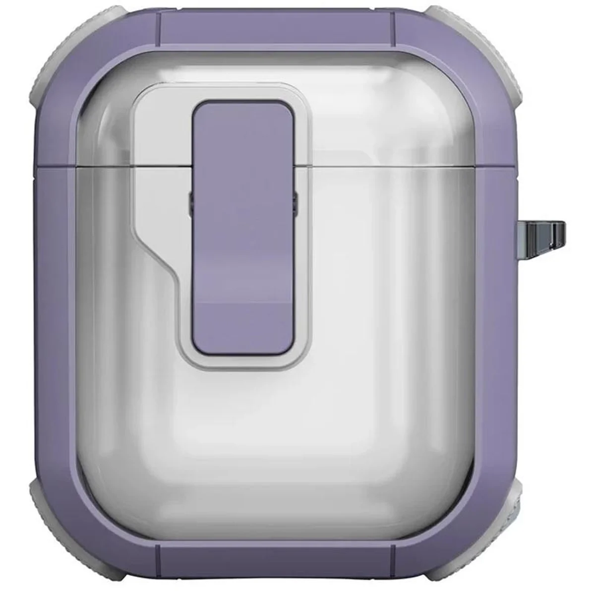 Футляр противоударный Locking Button для наушников Airpods 1/2 Light Purple